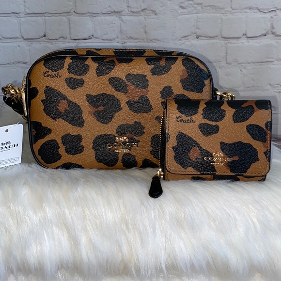 🐆Coach LEOPARD JES Crossbody and TRIFOLD Wallet 2pc Set - Picture 2 of 12